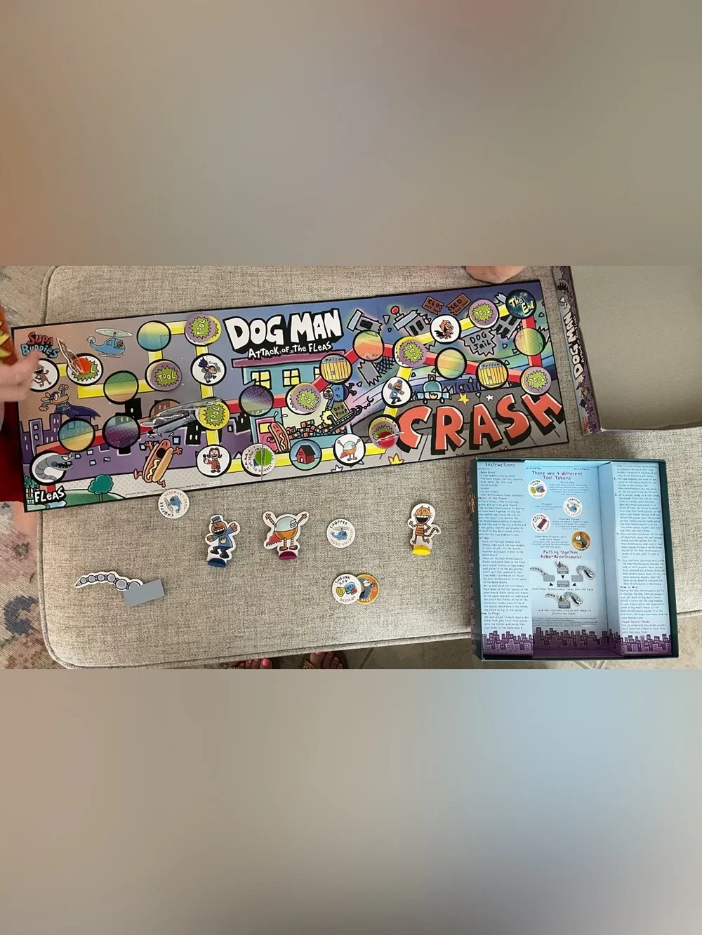 Dog Man Attack of the Fleas Board Game - Colorful Illustration